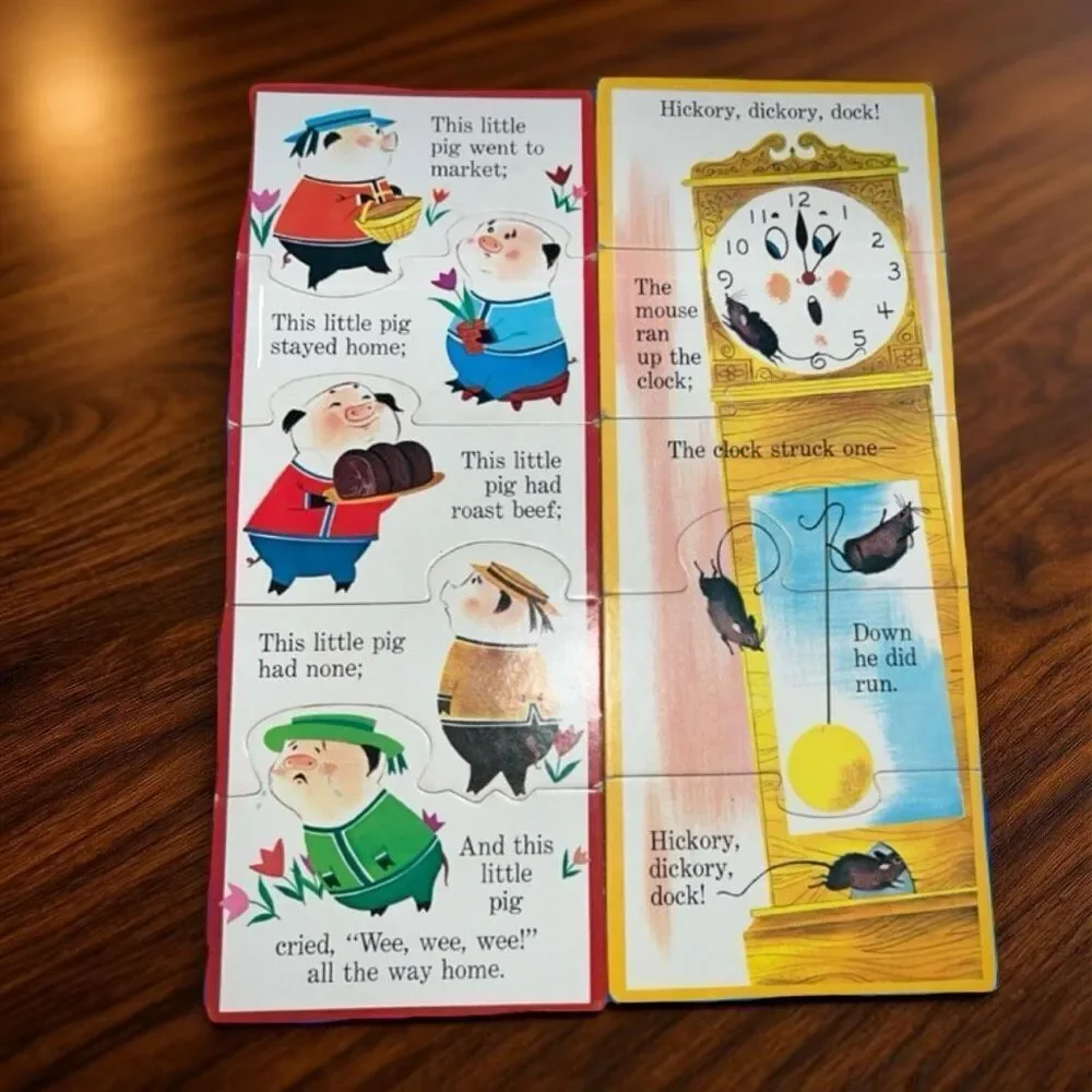 Vintage 1966 Whitman 4 Big And Easy Mother Goose 5-Piece Puzzles Western Pub Co.